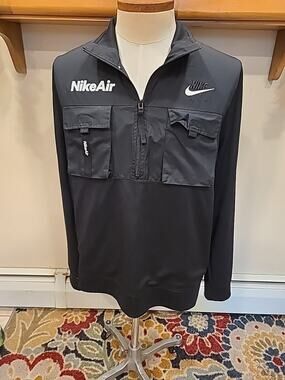 Nike Air Half Zip Cargo Tech Jacket Pullover Black Men's Size L